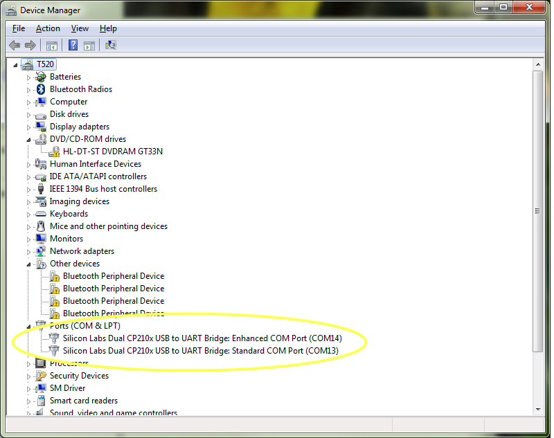 device manager com ports